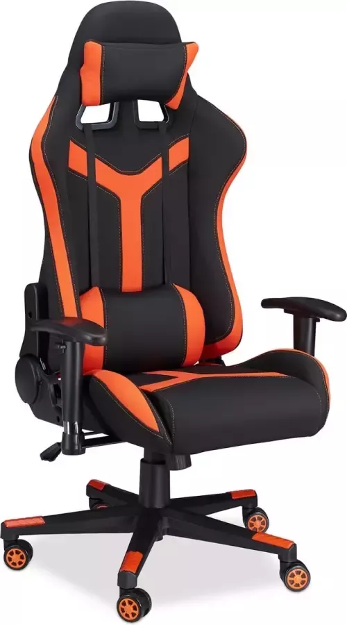 Relaxdays gamestoel XR10 bureaustoel tot 120 kg Gaming stoel verstelbaar tweekleurig Oranje