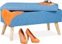 Relaxdays hocker met opbergruimte halbank zitbank zitkist 40 l houten poten blauw - Thumbnail 2