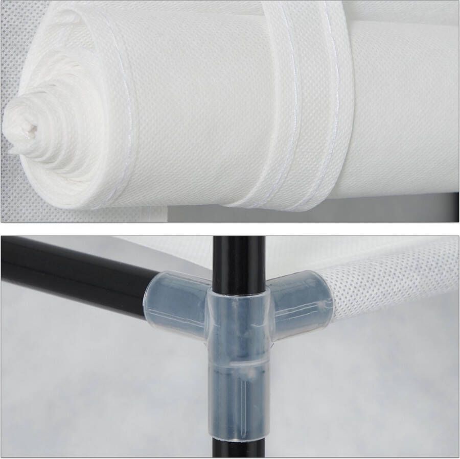 Relaxdays hoekkledingkast 3.0 8 vakken 2 kledingroedes steeksysteem 169x100x83 cm stof wit - Foto 2