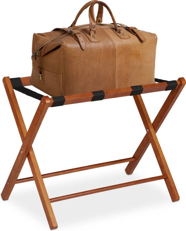 Relaxdays inklapbaar kofferrek hout kofferstandaard bagagerek standaard bagage Naturel