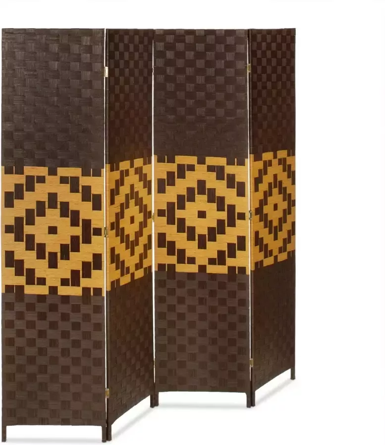Relaxdays Kamerscherm met print met 4 panelen scheidingswand paravent bakstenen Grafisch patroon