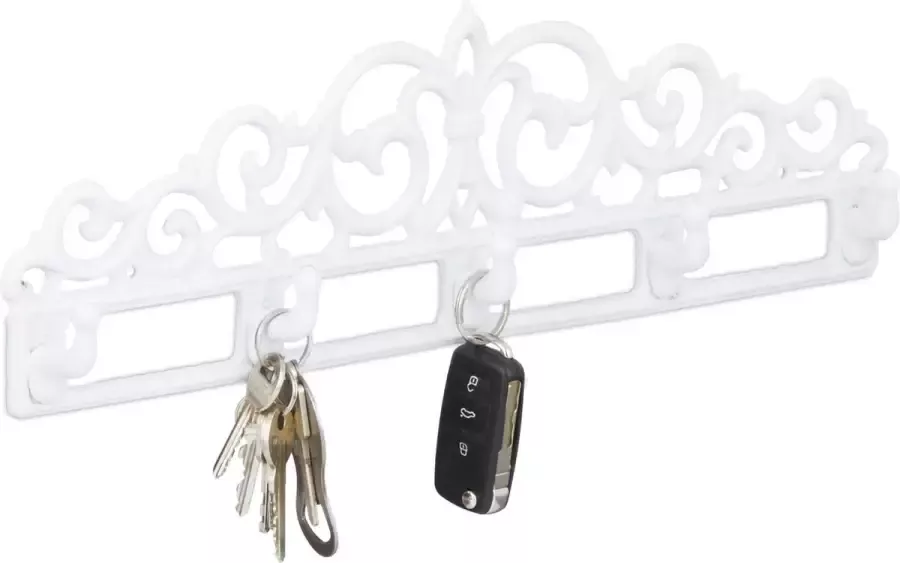 Relaxdays kapstok wand gietijzer sleutelrekje muur sleutel organizer wandhaken wit