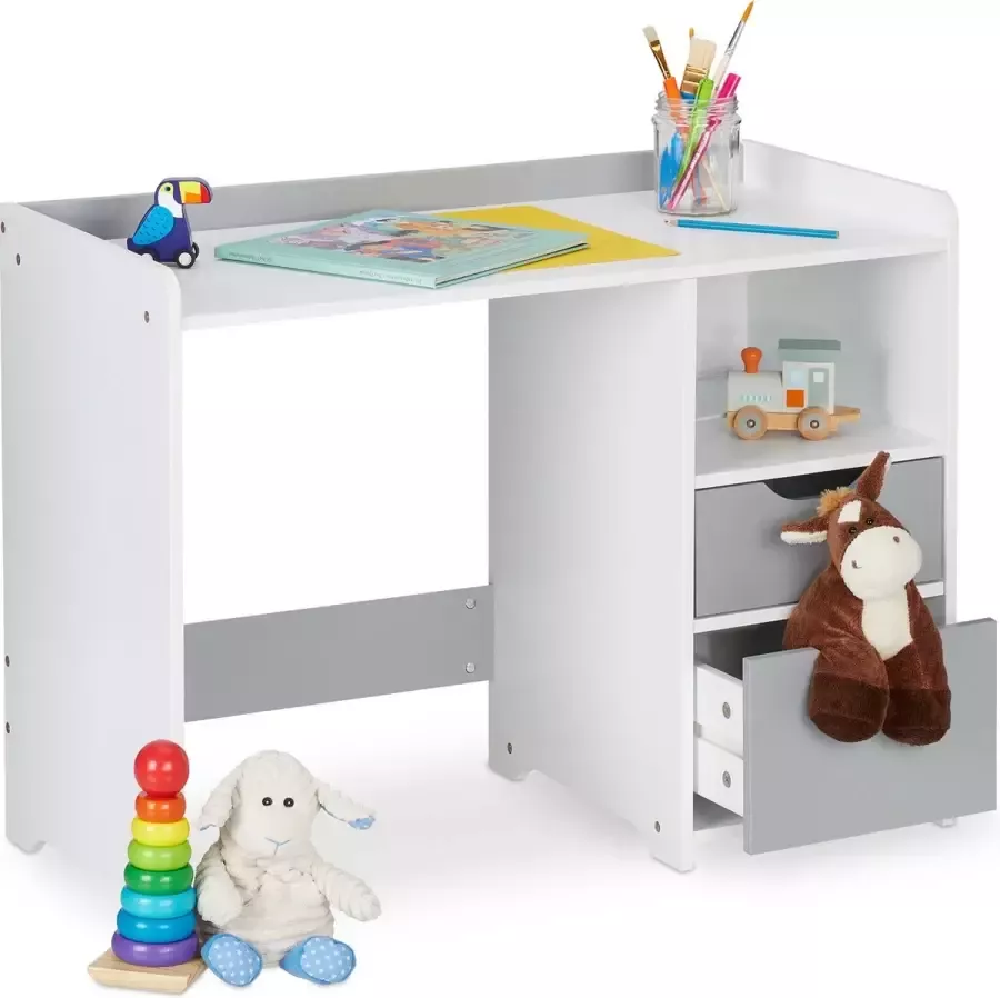 Relaxdays kinderbureau met lades kindertafel met opbergruimte klein bureau kinderkamer