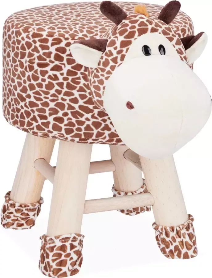 Relaxdays Kinderkruk kinderpoef decoratie hocker met pootjes dieren design Giraf
