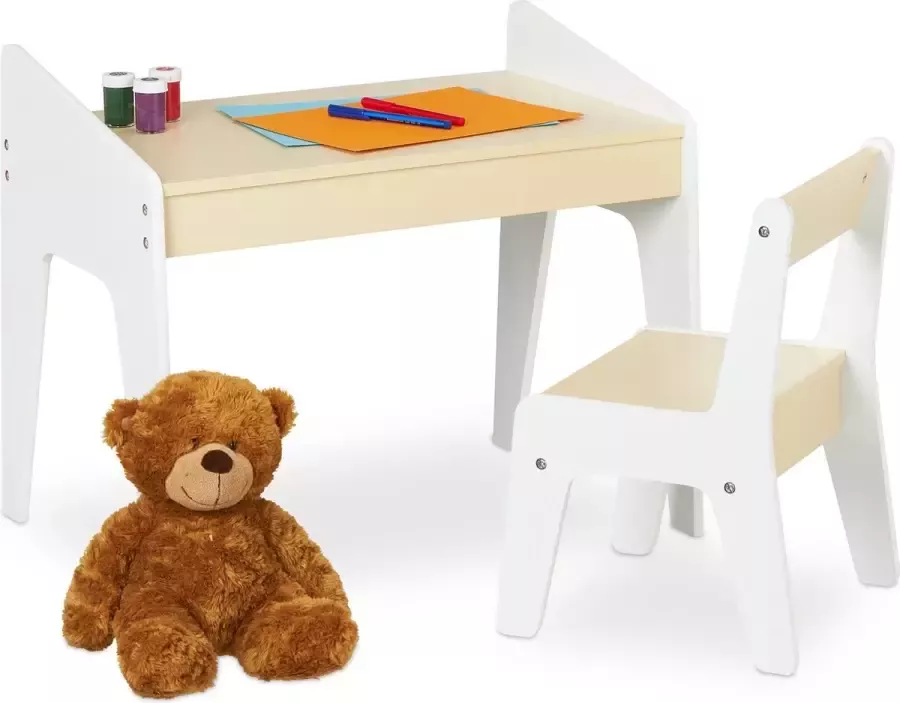 Relaxdays kindertafel en stoeltje tekentafel met kinderstoeltje kindermeubel speelhoek