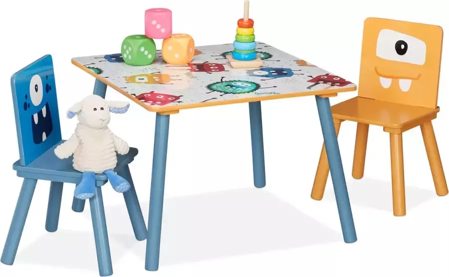 Relaxdays kindertafel en stoeltjes knutseltafel 2 peuterstoeltjes kinderstoeltje