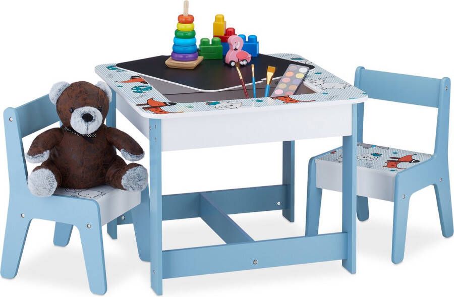 Relaxdays kindertafel en stoeltjes knutseltafel met 2 kinderstoeltjes kinderzitgroep