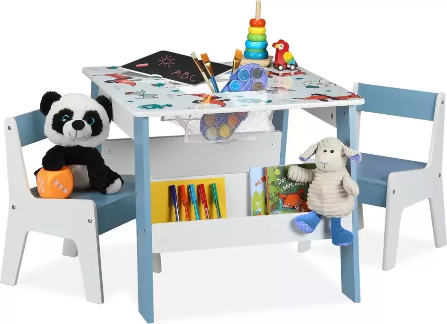 Relaxdays kindertafel en stoeltjes speeltafel met 2 kinderstoeltjes kindermeubelset