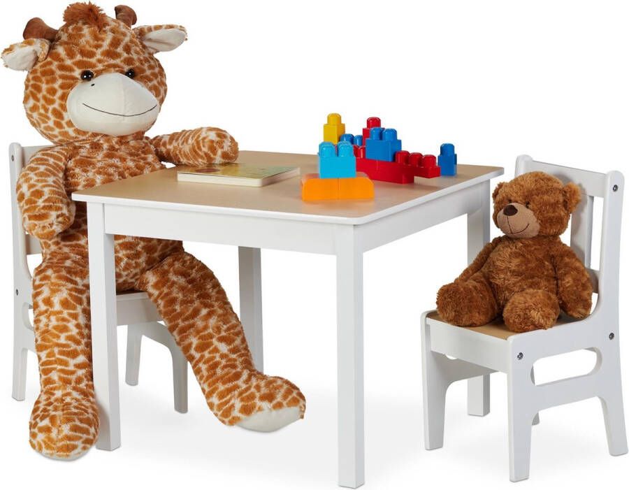 Relaxdays kindertafel met stoelen 2 stoeltjes zitgroep kindermeubel speeltafel