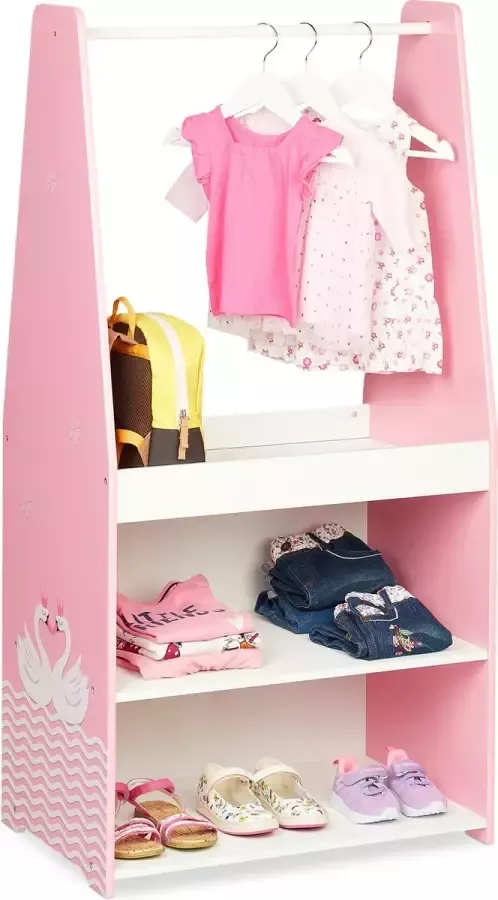 Relaxdays kledingrek voor kinderen garderobe kinderkamer roze kapstok kind babykamer