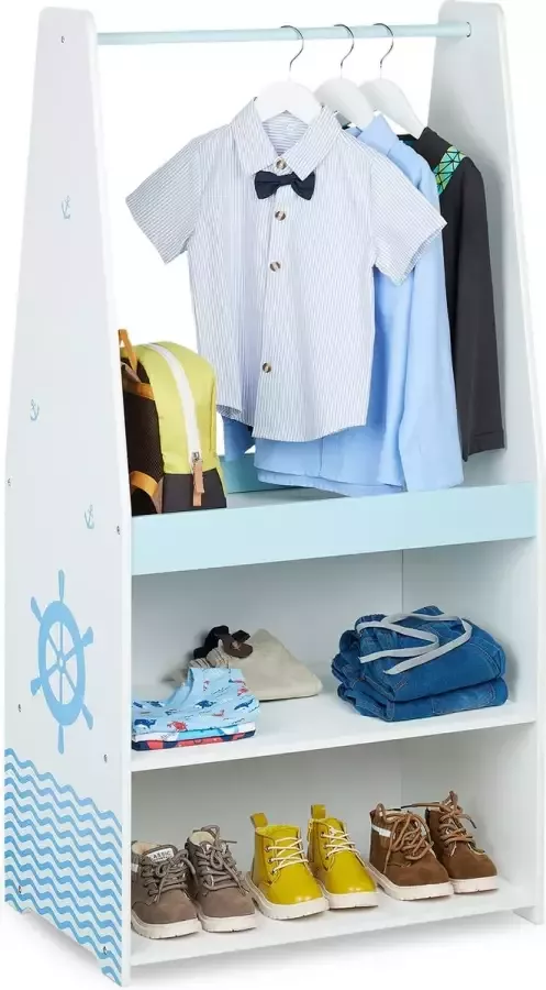 Relaxdays kledingrek voor kinderen planken kledingstandaard babykamer kinderkapstok