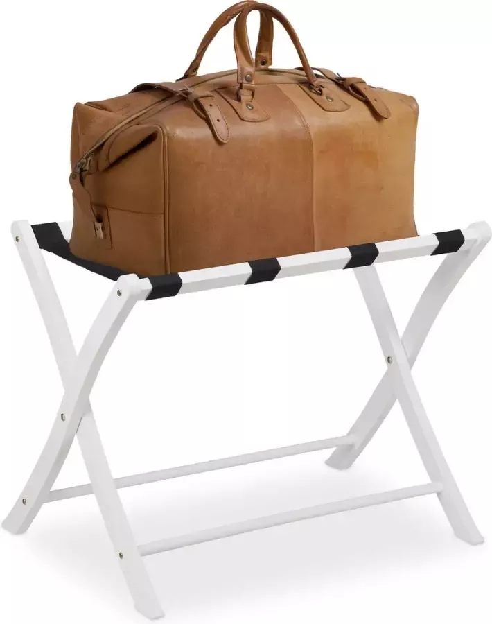 Relaxdays kofferrek vouwbaar hout kofferstandaard koffer standaard inklapbaar frame wit