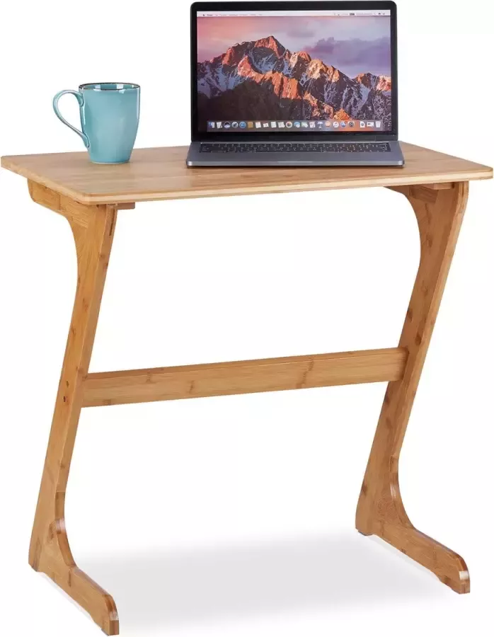 Relaxdays laptoptafel bamboe bedtafel bijzettafel bank kleine koffietafel tablet