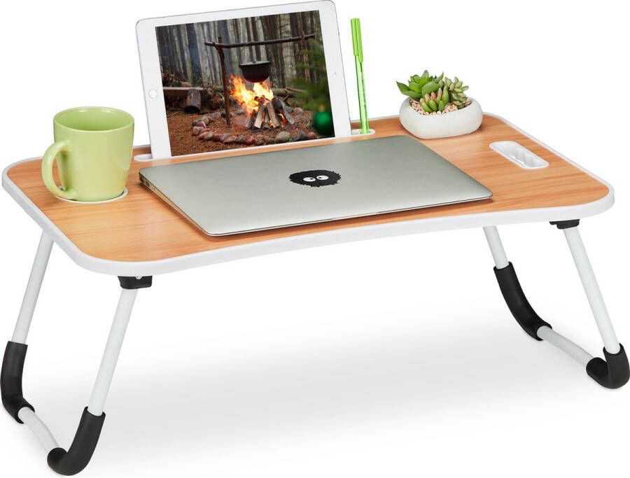 Relaxdays laptoptafel inklapbaar 26 x 63 x 40 cm schoottafel laptop bank bedtafel