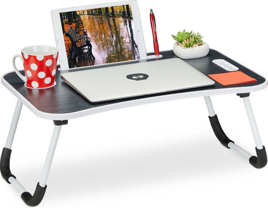 Relaxdays laptoptafel inklapbaar met tablethouder schoottafel bank inklapbaar