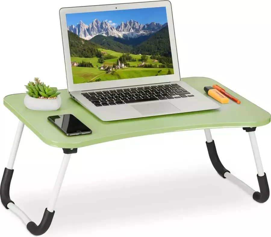Relaxdays laptoptafel inklapbaar schoottafel laptop bank bedtafel groot groen