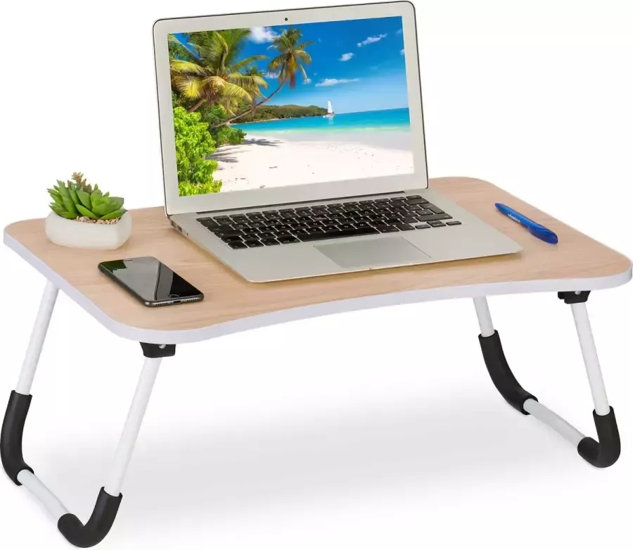 Relaxdays laptoptafel inklapbaar schoottafel laptop bank bedtafel groot knietafel