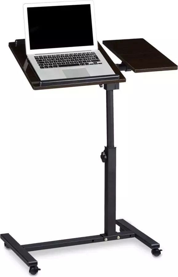 Relaxdays Laptoptafel op wieltjes hout laptopstandaard ook voor linkshandigen zwart