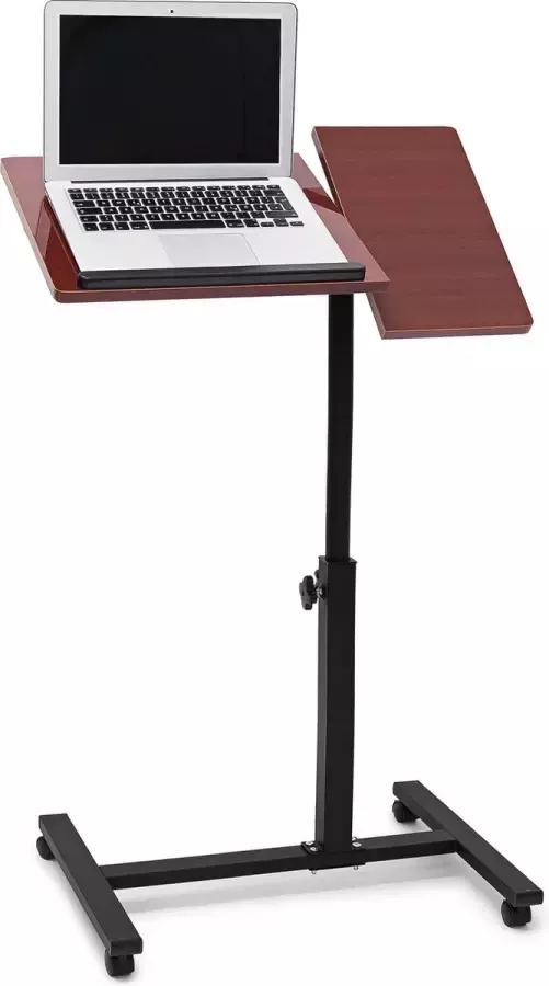 Relaxdays Laptoptafel op wieltjes houten laptopstandaard verstelbaar knietafel rood