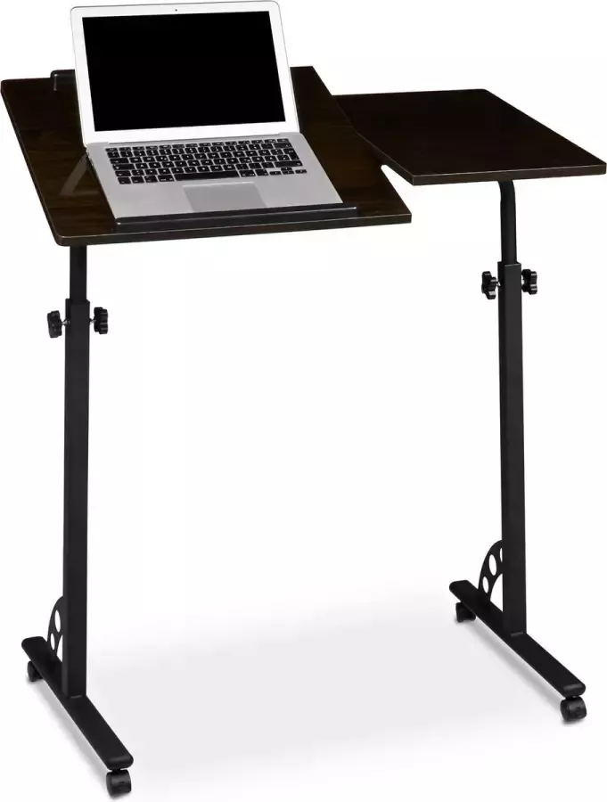 Relaxdays Laptoptafel XL verstelbaar 110 cm op wieltjes laptopstandaard hout zwart