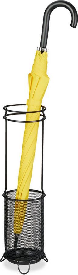 Standaard paraplubak metaal zwart 525x16 cm modern design mesh opbergen paraplu's wandelstokken