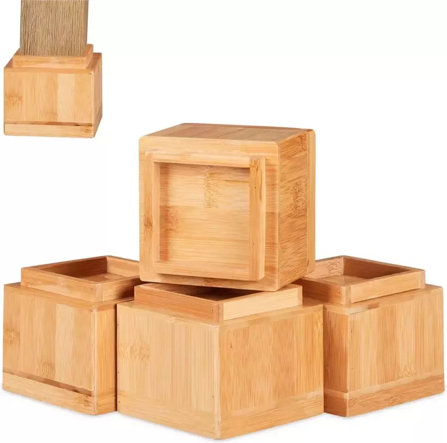 Relaxdays meubelverhoger 8.5 cm stoelverhoger pootverlening 4 stuks tafelverhoger Naturel - Foto 2