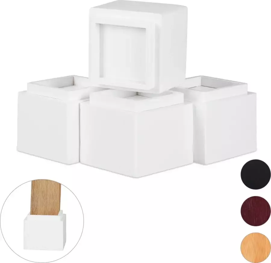 Relaxdays meubelverhoger 8.5 cm stoelverhoger pootverlening 4 stuks tafelverhoger wit - Foto 2