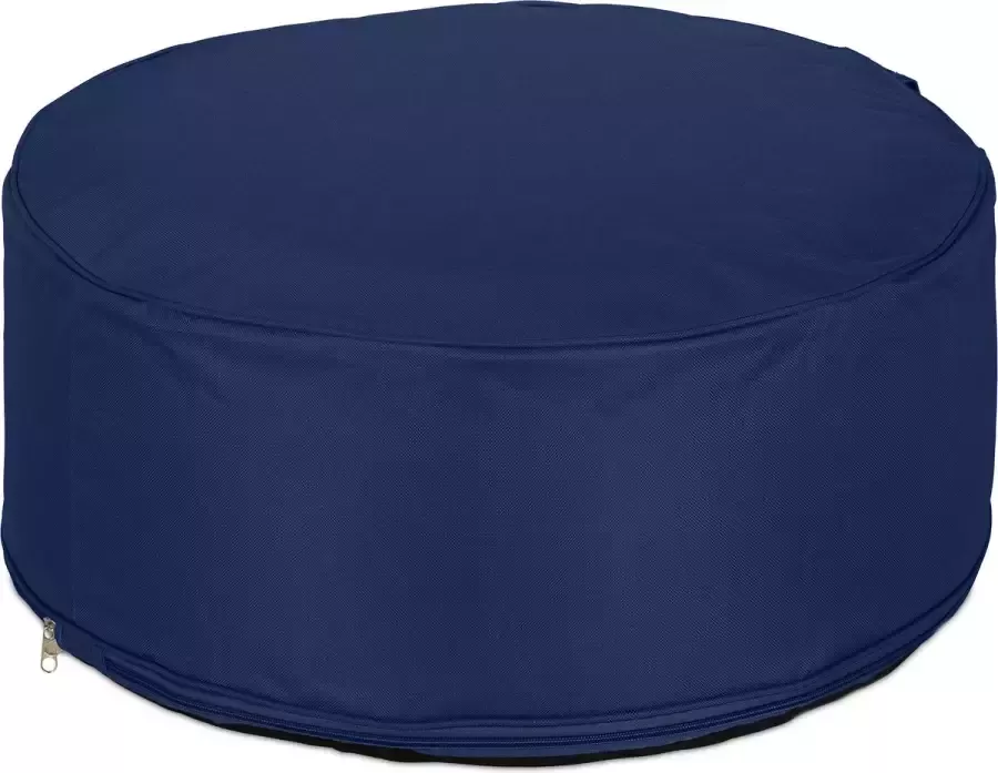 Relaxdays opblaasbare poef tuinpoef ronde outdoor poef tuin of camping blauw