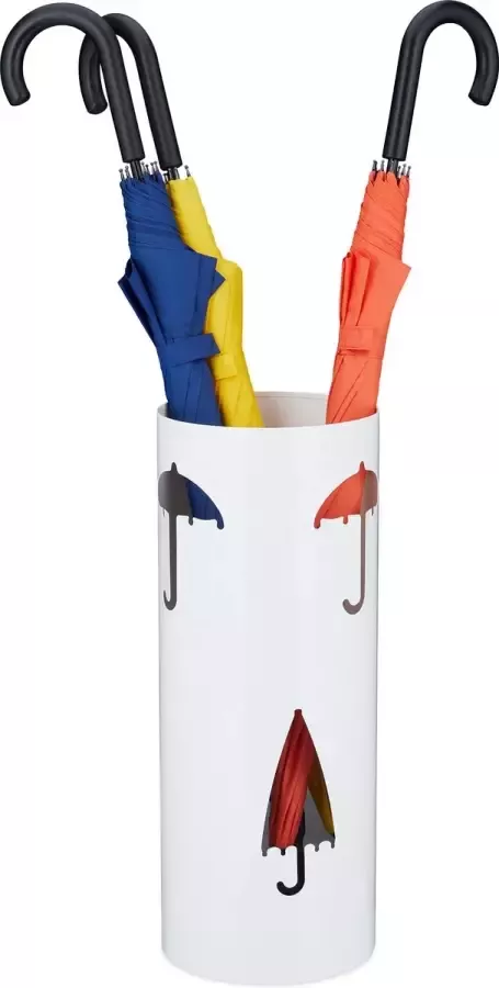 Relaxdays paraplubak modern parapluhouder 47 5 x 19 cm met patroon metaal wit