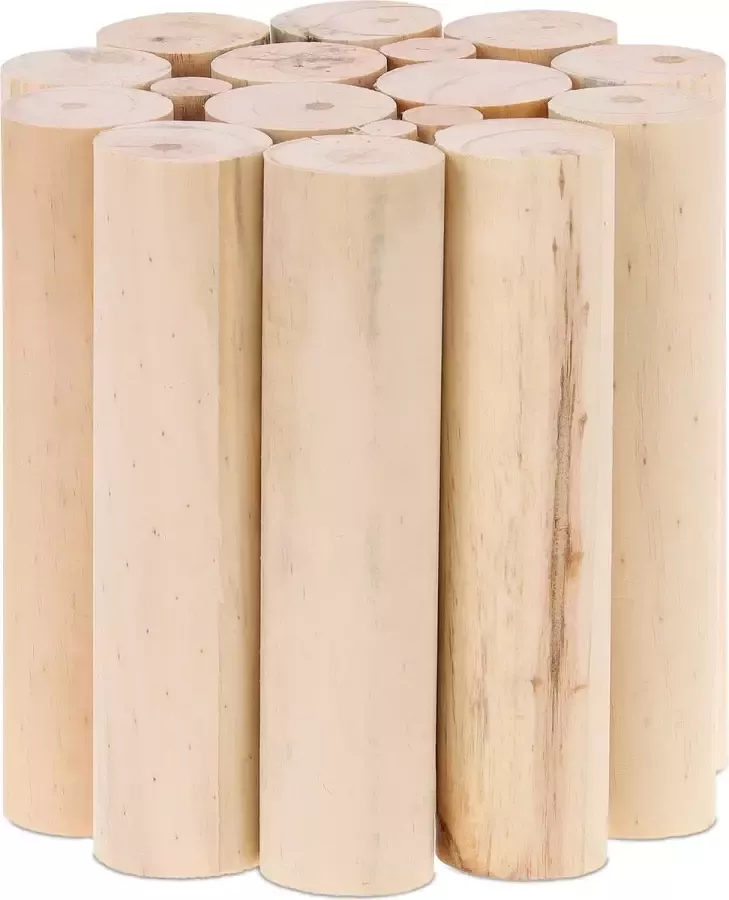 Relaxdays plantenkruk hout ronde plantentafel 20 cm smalle plantenstandaard binnen