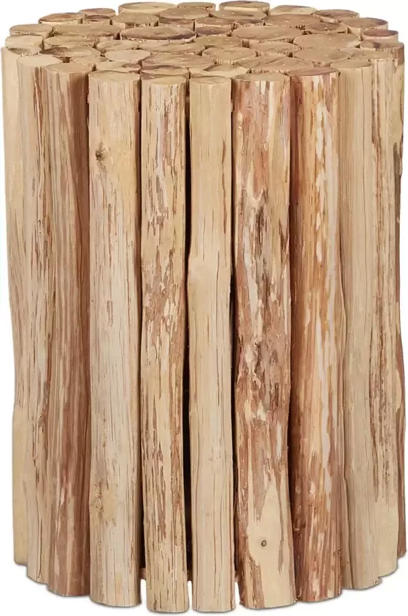 Relaxdays plantenkruk hout ronde plantentafel landelijke plantenstandaard binnen