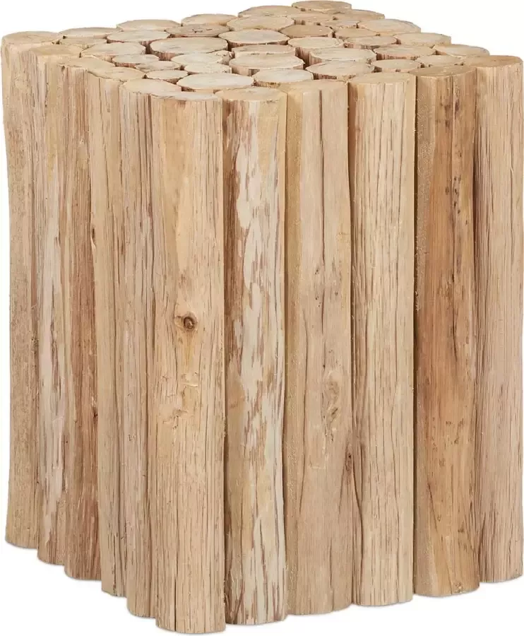 Relaxdays plantenkruk hout vierkante plantenstandaard lage plantentafel bloementafel