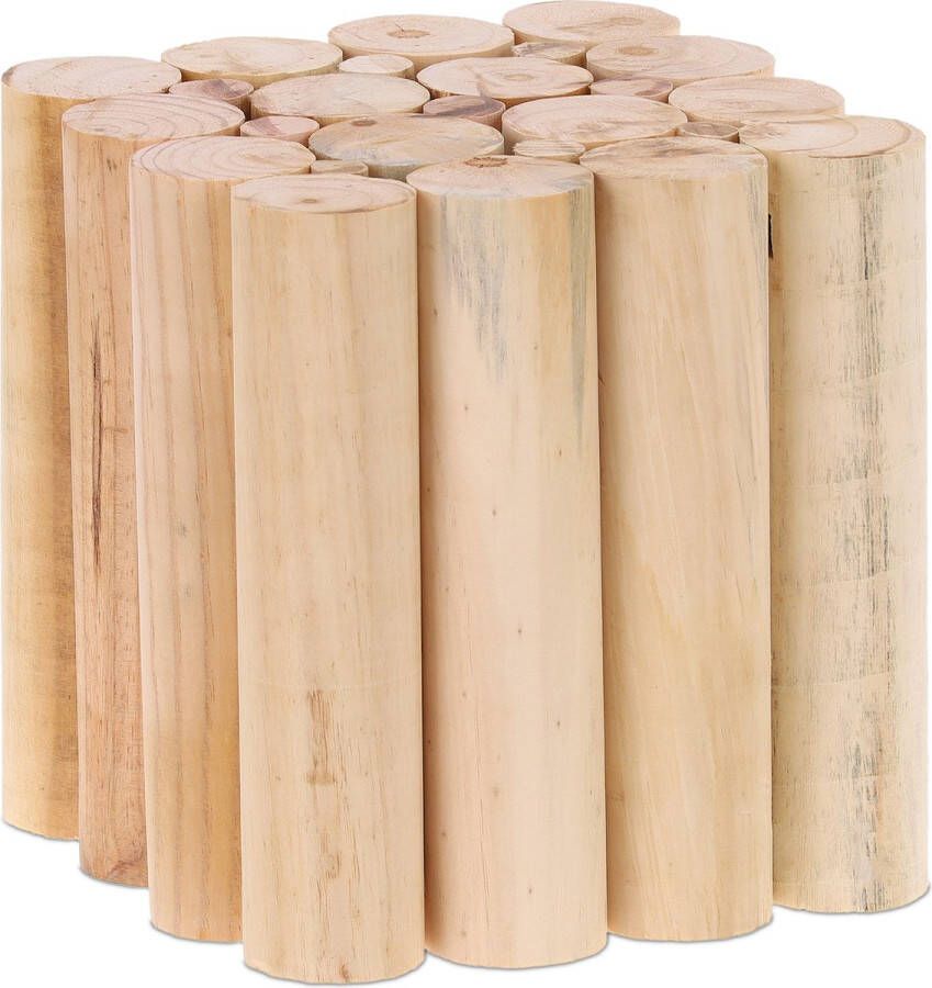 Relaxdays plantenkruk hout vierkante plantentafel 20 cm lage plantenstandaard binnen