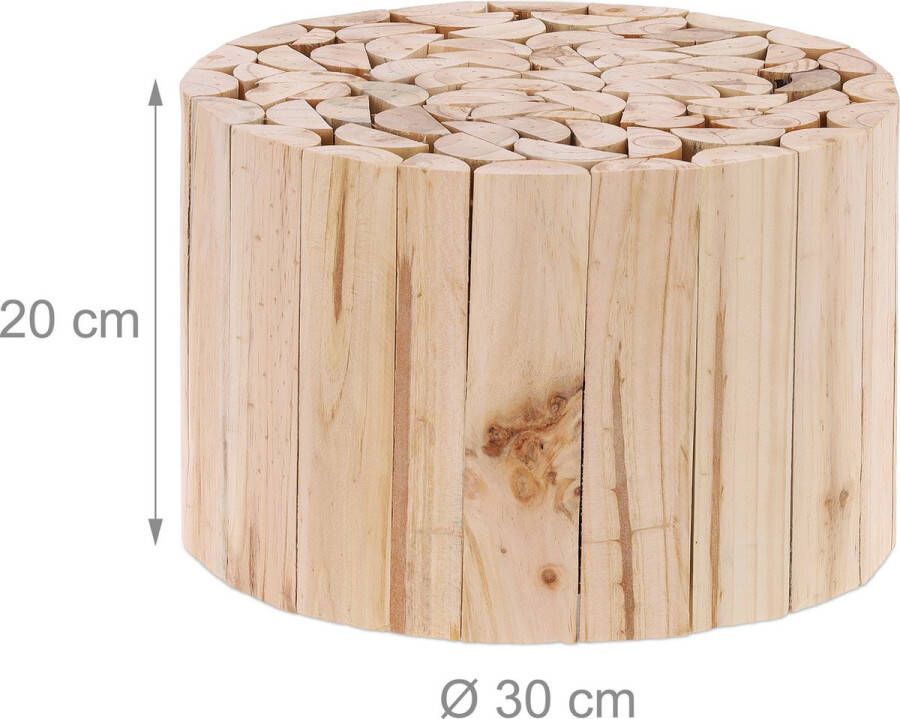 Relaxdays plantenkruk rond plantenstandaard binnen bloementafel laag houten krukje