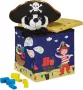 Relaxdays poef kind opbergpoef speelgoedkist vouwbaar met opbergruimte krukje piraat - Thumbnail 1
