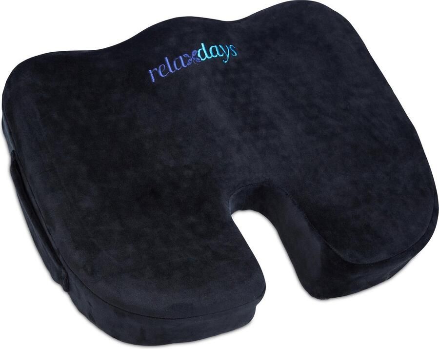 Relaxdays ergonomisch zitkussen memory foam met gel voor kantoor drukverlagend zwart