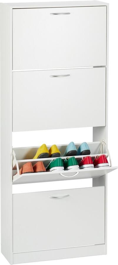 Relaxdays schoenenkast wit met klep smal modern gangkast schoenen dicht 4 - Foto 2