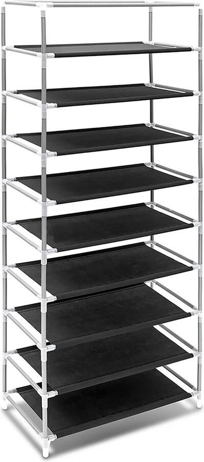 Relaxdays schoenenkast groot Opvouwbare stoffen kast schoenen Max. 39 paar 151 cm hoog Zwart
