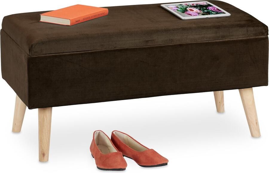 Relaxdays opbergbank 40 liter zitbank met opbergruimte halbankje 41 x 80 x 40 cm bruin