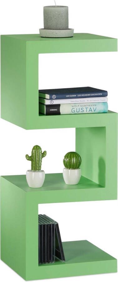 Relaxdays retro kastje kleurrijk zigzag design boekenkast smalle kast open ontwerp groen