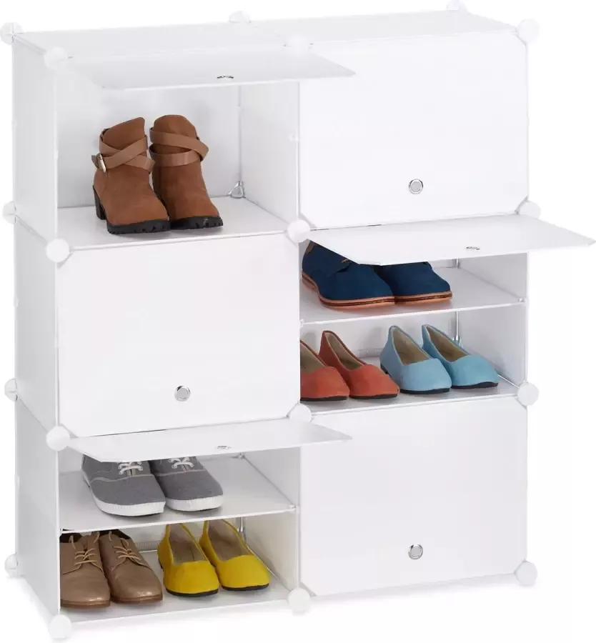 Relaxdays schoenenkast wit schoenen opbergkast met 12 vakken schoenenmeubel gesloten