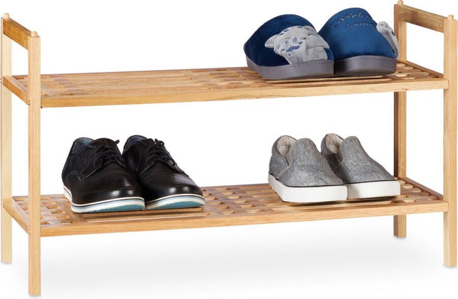 Relaxdays schoenenrek stapelbaar schoenenkast 2 etages rek voor schoenen hout