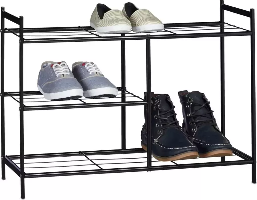 Relaxdays schoenenrek voor laarzen schoenenkast 8 paar schoenen 4 planken zwart