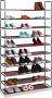 Relaxdays schoenenrek XXL 50 paar schoenen 10 etages schoenenkast textiel Bordeaux - Thumbnail 2