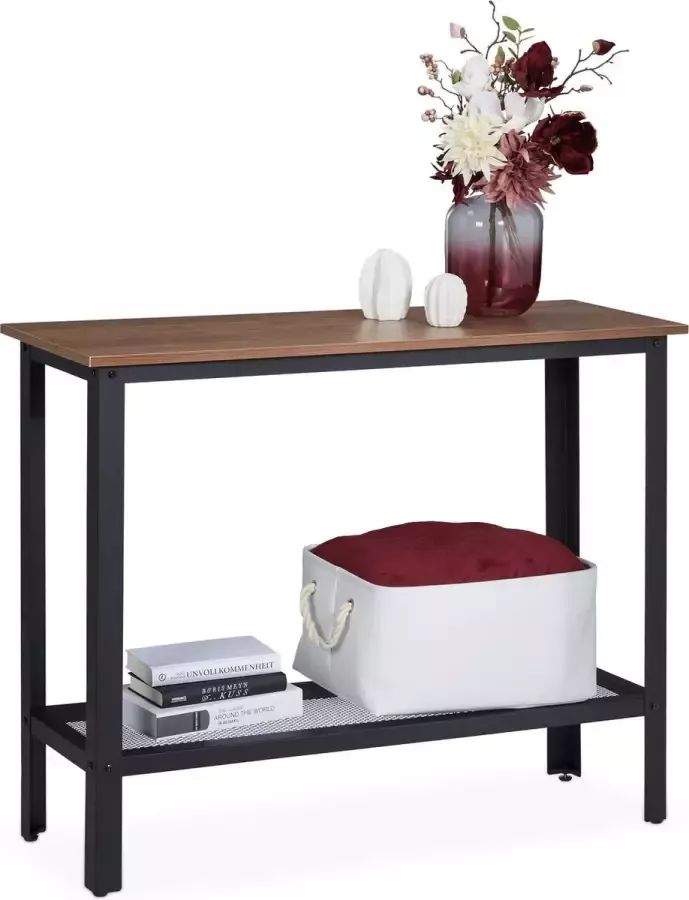 Relaxdays sidetable industrieel side tafel muurtafel haltafel smal 80x101.5x35 cm
