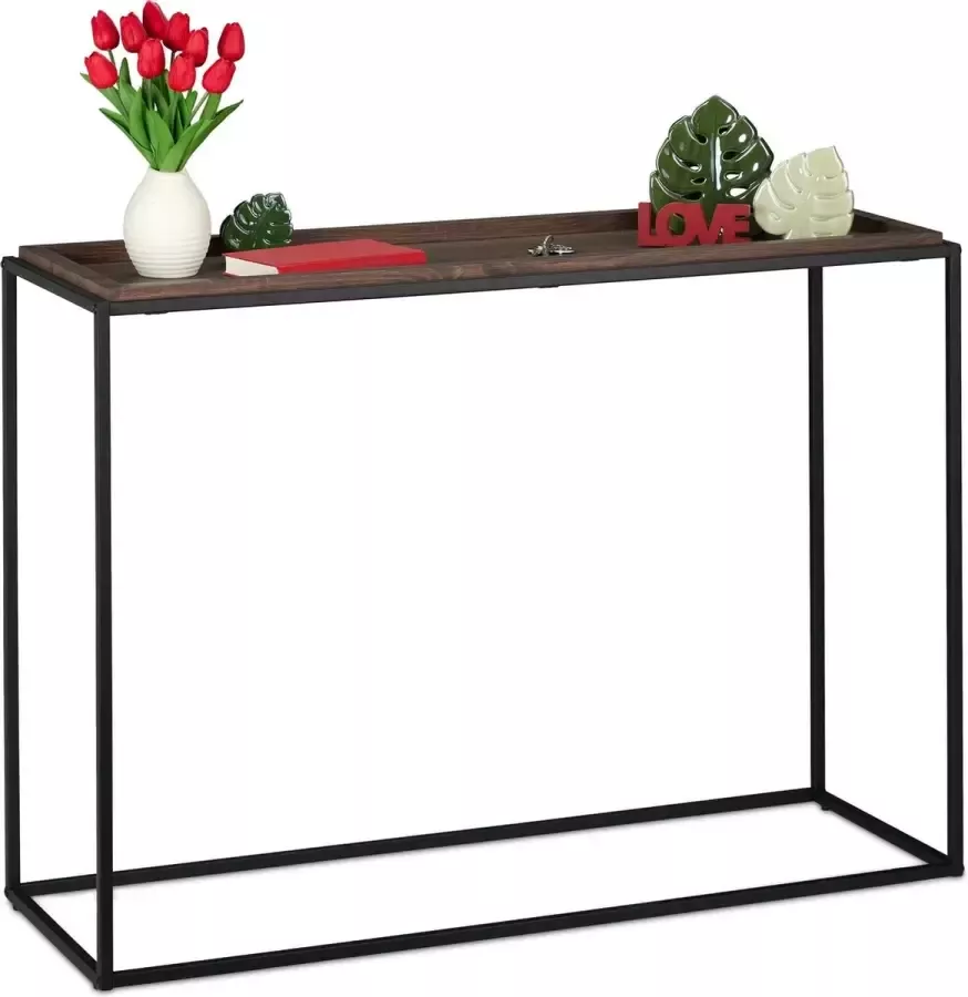 Relaxdays sidetable industrieel smalle consoletafel haltafel hoog wandtafel gang