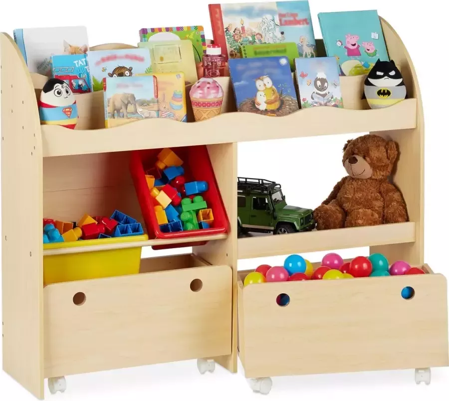 Relaxdays speelgoedkast opbergkast voor speelgoed boekenkast kinderkast