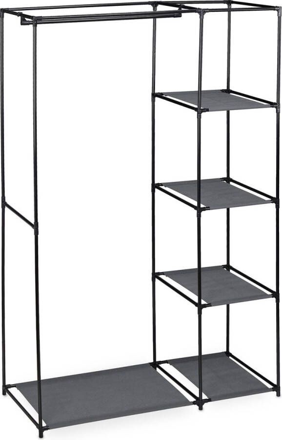 Relaxdays Stoffen kledingkast met kledingroede antraciet