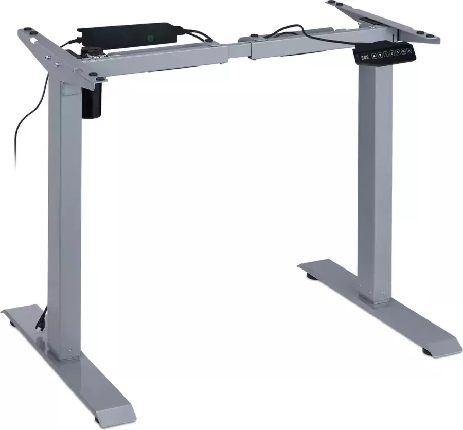 Relaxdays tafelonderstel hoogte verstelbaar bureau onderstel elektrisch zit-sta frame grijs