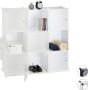 Relaxdays vakkenkast kunststof 9 vakken kubuskast met deuren DIY 110 x 110 x 37 cm wit - Thumbnail 2